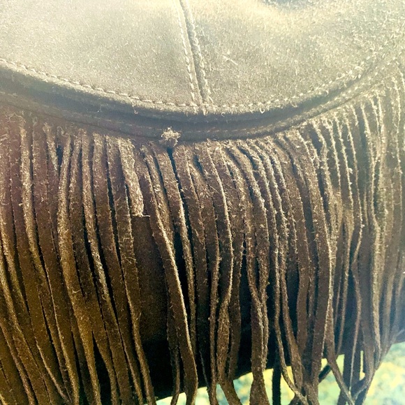 ✨ C. Z. Falconer✨ Black Suede Tassel Handbag W/Braided Leather Handle - Picture 13 of 15